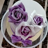 Purple roses birthday cake