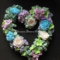 Sugar flower heart wreath
