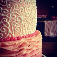 Rose ombre ruffle cake 