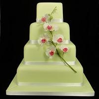 Green Orchid wedding Cake