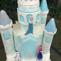 Frozen princess castle cake.