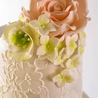 Pearl & Lace Wedding Cake