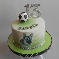 Ball and dog birthday cake