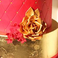 Red and Gold  wedding cake