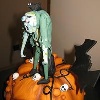 scary pumpkin birthday cake