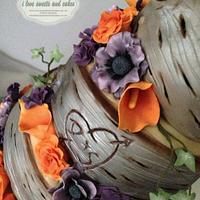 Autumnal Siliver Birch Wedding Cake