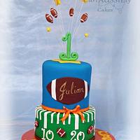 Football theme 1st birthday cake and smash cake