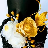 Black Rossette Ruffle cake