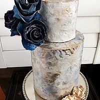 Navy and Gold Wafer Paper Cake