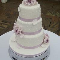 Wedding Cake with Lilac Roses
