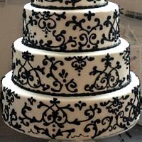 Black and White Damask cake
