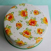 Vintage hand painted cake