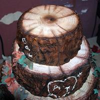 Rustic Tree Stump Wedding Cake