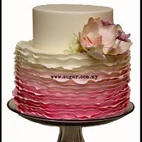 2 tiered Ombre Ruffled Cake