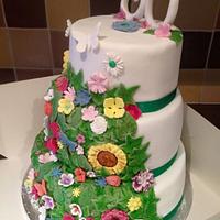 flower cascade cake