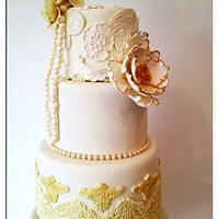 Gold & Ivory Pearls & Lace