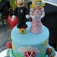 Mario and Princess Peach 6 inch wedding cake