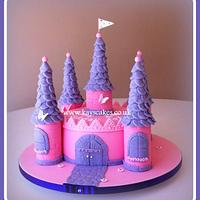 Pink & Purple Single Tier Castle Cake