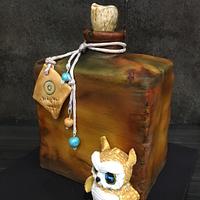 Magic potion bottle with owl