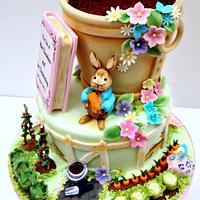 Beatrix Potter inspired christening cake