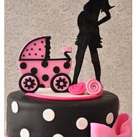 Pink and Black Baby Shower Cake