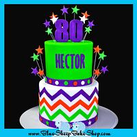 Chevron 80th Birthday Cake