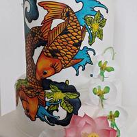 koi fish wedding cake