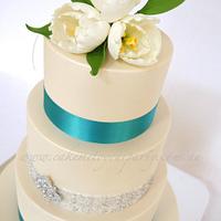 White Tulip Wedding Cake