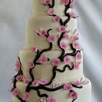 cherry blossom wedding cake 
