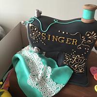 Singer sewing machine cake 