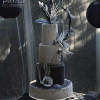 "Chic" in black & white wedding cake.