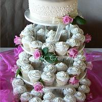 Ivory & White Wedding Cupcake Tower