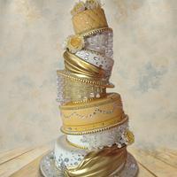 Gold Topsy Turvy Cake