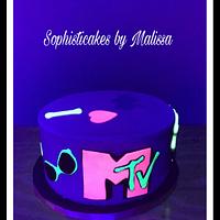 Glow in dark 90s Themed Cake