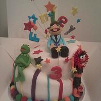My first topsy turvy Muppets cake