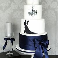 Silhouette & Chandelier Wedding Cake