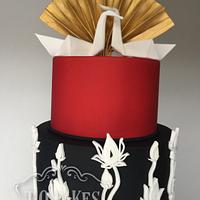 Lotus origami wedding cake