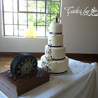 Wedding cake and muddy Groom's Cake