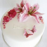 Cake in white and pink