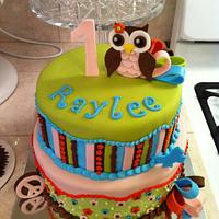 1st birthday owl cake