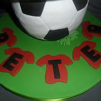 Football, pizza and beer stacked cake