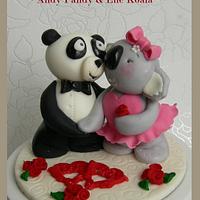 Cute Valentine Couple Cake Topper ~ Andy Pandy & Elle Koala