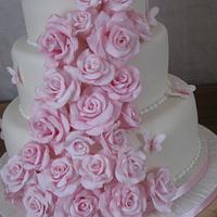 Cascading Rose Wedding Cake
