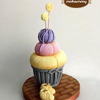 Knitting giant cupcake