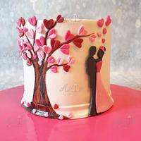 silhouette anniversary cake