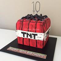 Minecraft TNT Birthday cake!