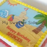 Beach sheet cake