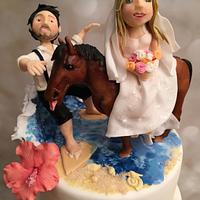 wedding cake with surfer and horse!