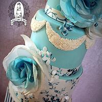 Wedgewood Blue Wedding Cake  