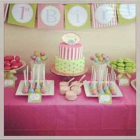 First birthday dessert table and cake